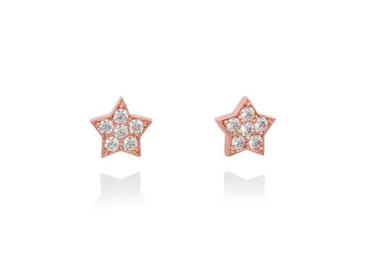 Pendientes STAR Blanco en plata rosa