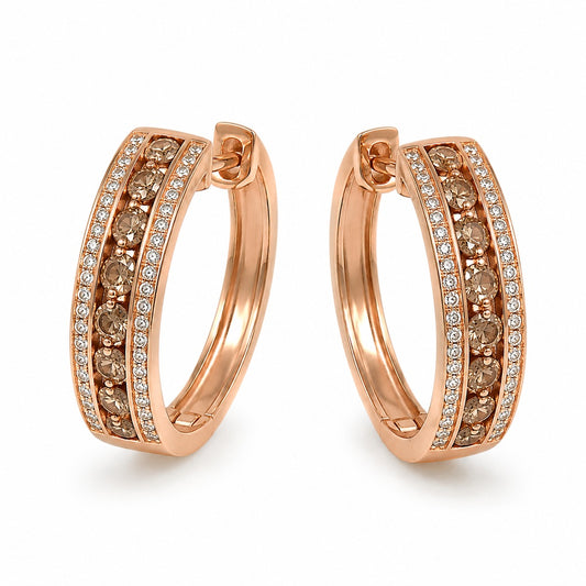 PENDIENTES EN ORO ROSA 18KT CON DIAMANTES