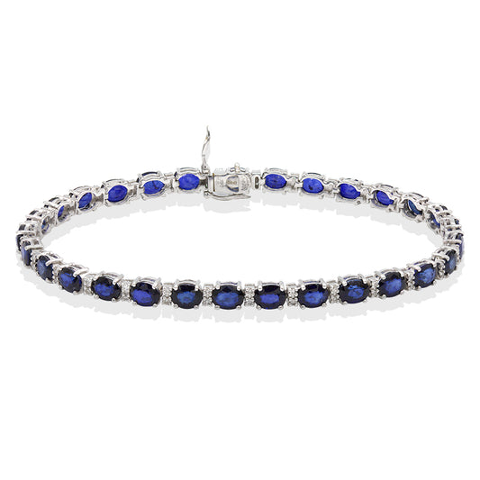 Pulsera Zafiro Y Diamantes en Oro Blanco 18k