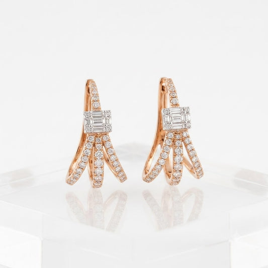 PENDIENTES EN ORO ROSA CON DIAMANTES