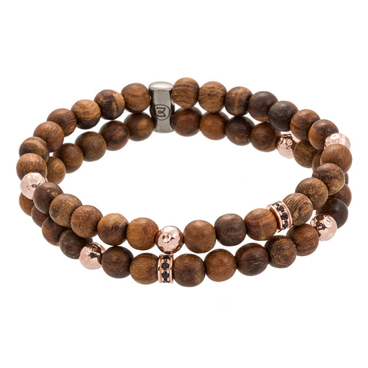 Pulsera TAO Marrón en plata rosa 21cms