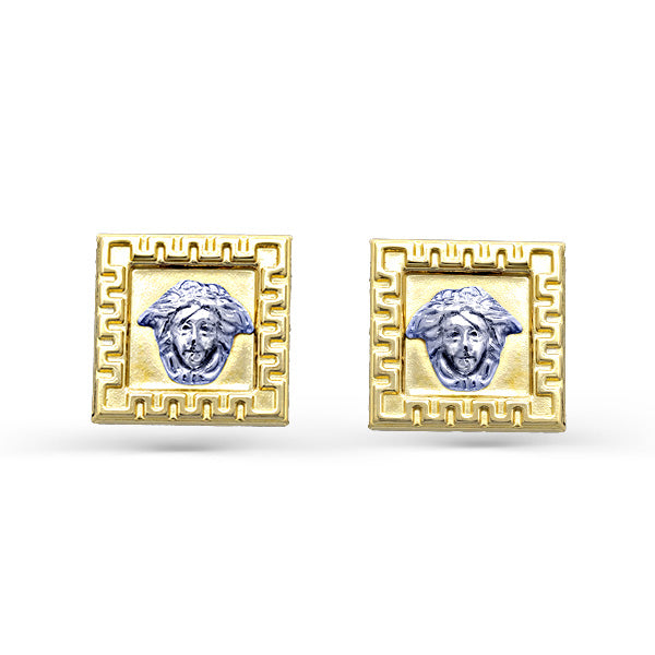Medusa Square Bicolor 18K Gold Earrings
