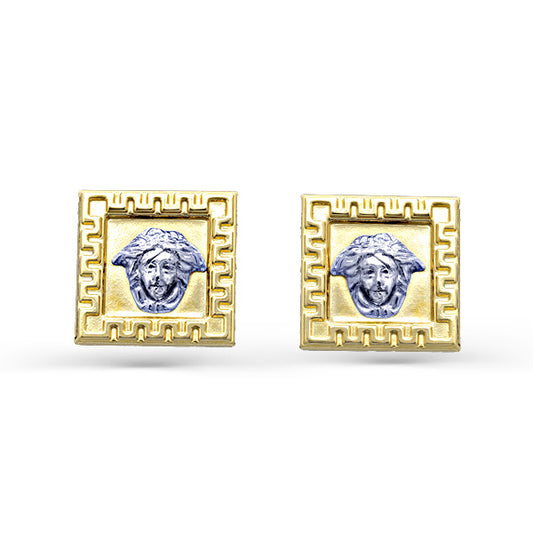 Medusa Square Bicolor 18K Gold Earrings