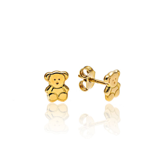 Teddy Bear Earrings in 18k Yellow Gold
