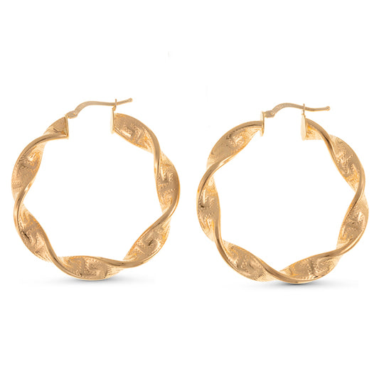 Braided Hoops Greca Design 18k Yellow Gold