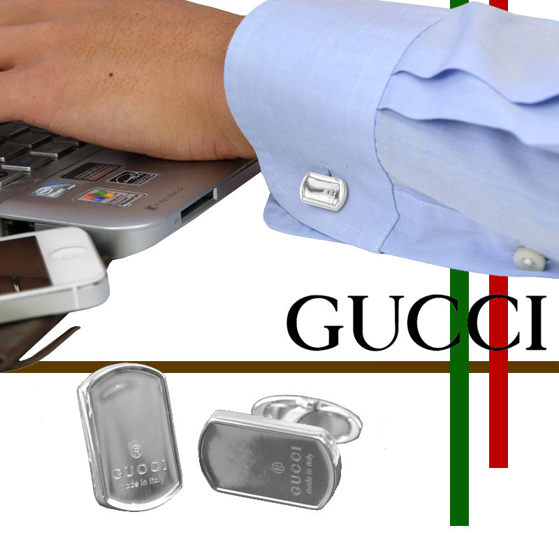 Gucci Tag Cufflinks in Sterling Silver