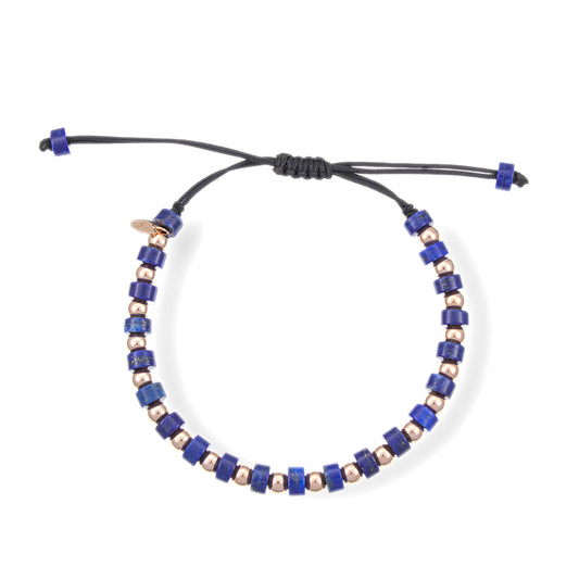 Pulsera Oro Rosa 18k y Lapislázuli Natural