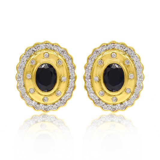Natural Sapphires and Diamonds 18K Gold Earrings