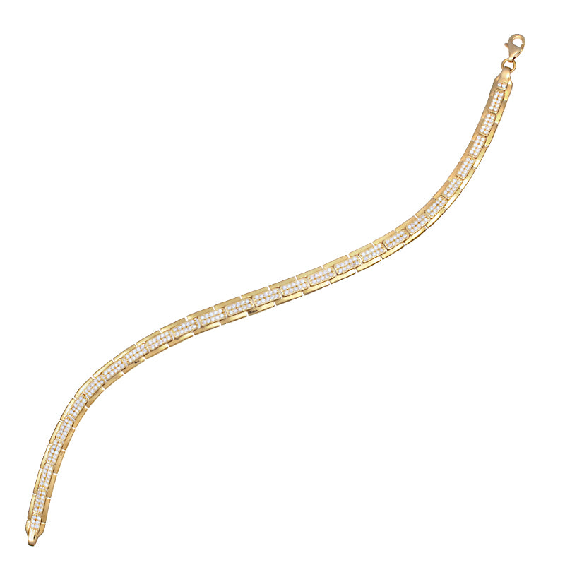 18K Yellow Gold Pave White Zirconia Bracelet