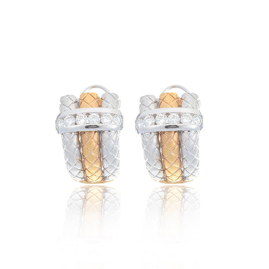 Pendientes Dúo Imperial en Oro Bicolor y Diamantes