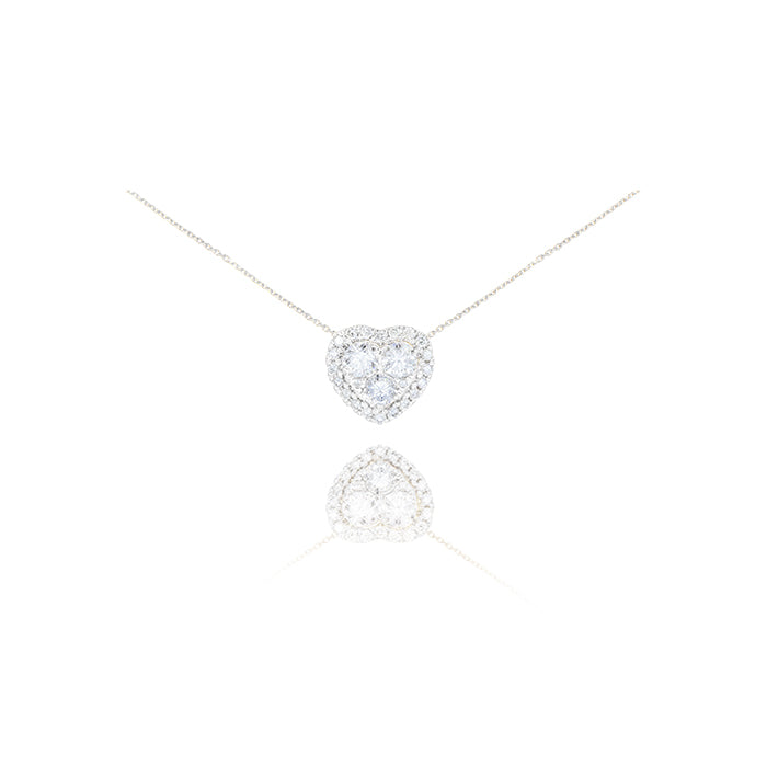 Diamond Heart Pendant and 18k White Gold Chain