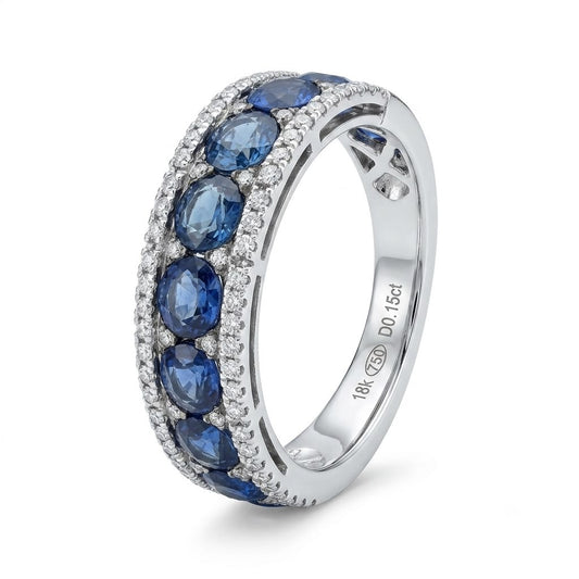 SORTIJA ORO BLANCO  18KT CON SAFIRO/BRILLANTES
