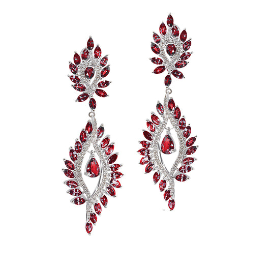 Pendientes Rubi y Diamantes oro Blanco 18k