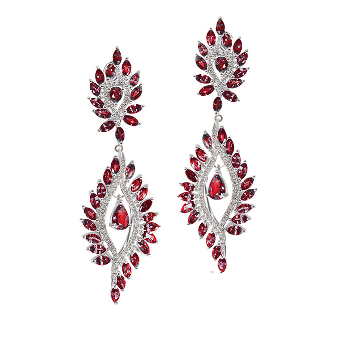 Rubi and Diamond Earrings 18k White Gold