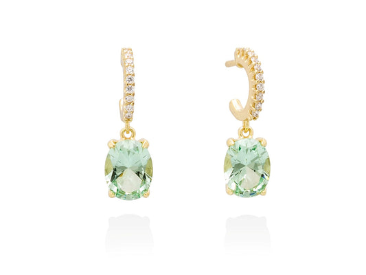 Pendientes de plata de primera ley (925) chapada en oro amarillo de 18kt con circonita blanca y pied