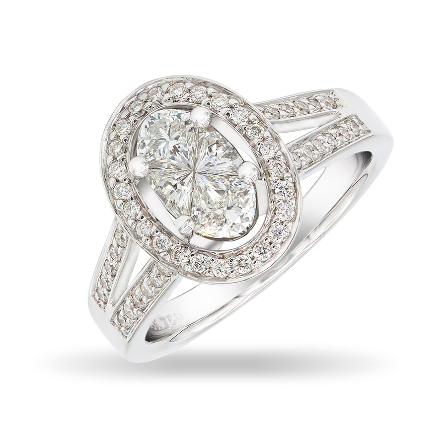 Sortija Illusion OVAL con Diamantes-Oro Blanco 18k