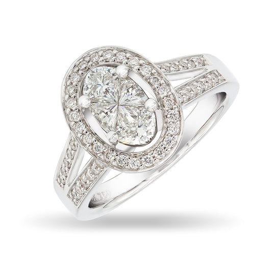 Sortija Illusion OVAL con Diamantes-Oro Blanco 18k