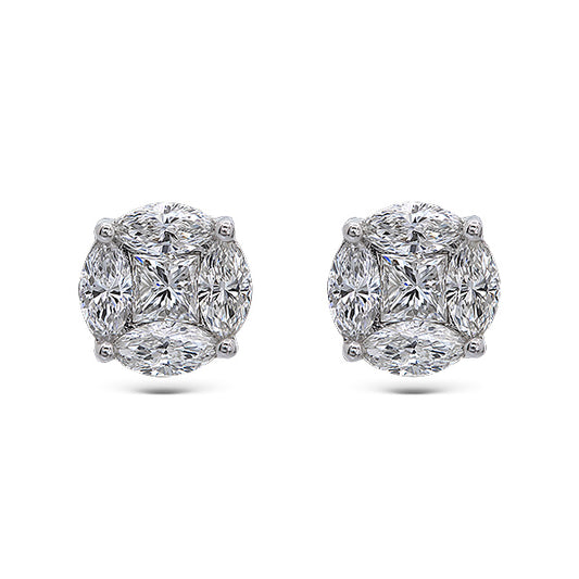 Pendientes Anora Grande con Diamantes Oro Blanco