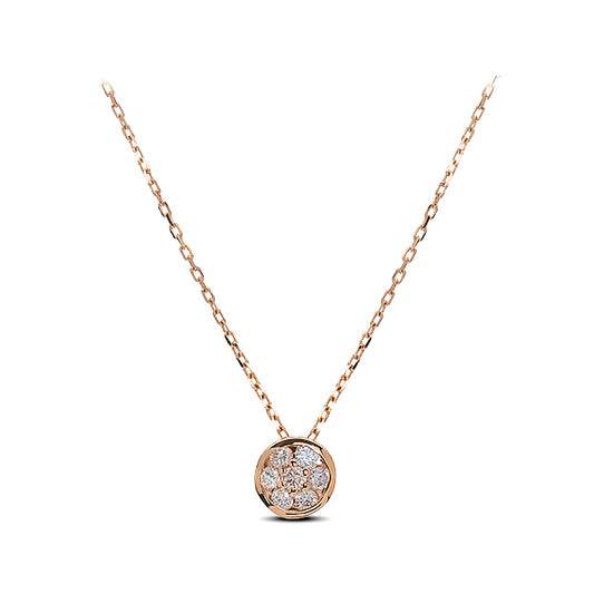Colgante Chaton Con 7 Diamantes Oro Rosa 18k