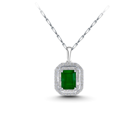 Colgante Esmeralda Octogonal con Diamantes en Oro
