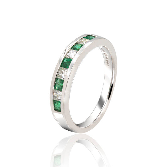 Emerald and Diamond Alliance 18K White Gold