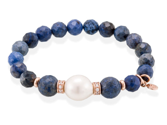 Pulsera de plata de primera ley (925) chapada en oro rosa de 18kt con circonita blanca con dumortier