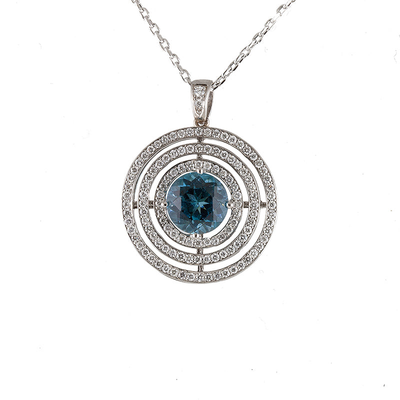Colgante topacio London Blue con diamantes Oro 18K