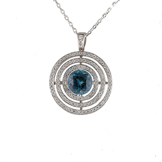 Colgante topacio London Blue con diamantes Oro 18K