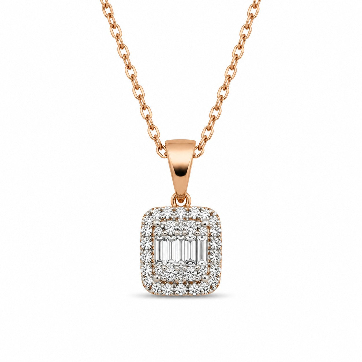 COLGANTE EN ORO ROSA 18KT CON DIAMANTES