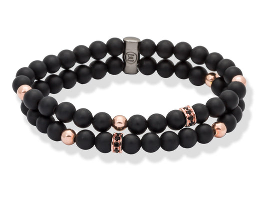 PULSERA EN PLATA CON BAÑO ORO ROSA Y ONIX