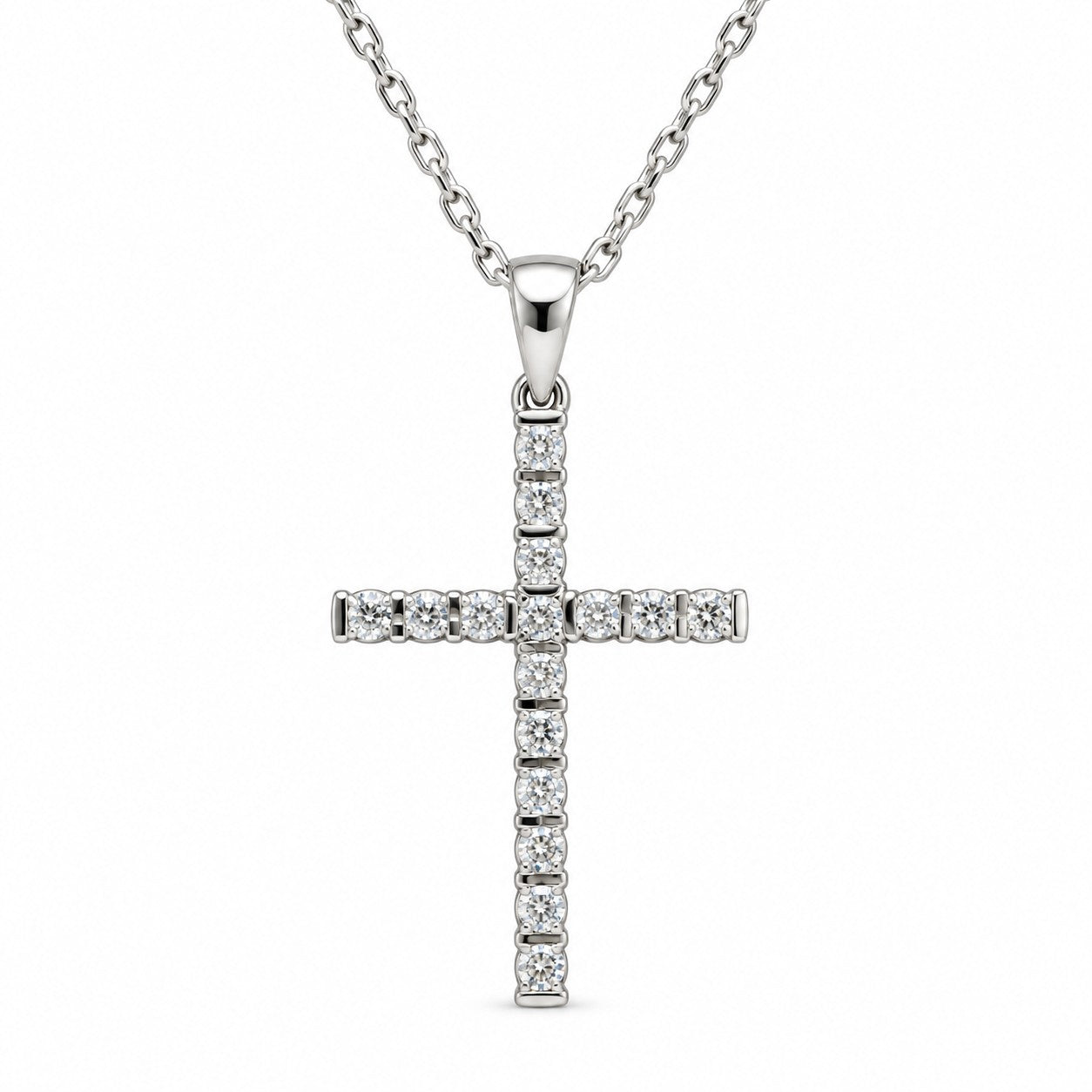 CRUZ DE ORO BLANCO 18kt  CON DIAMANTES