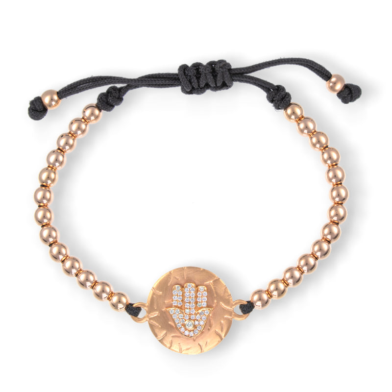Pulsera oro rosa con HAMSA de Diamantes