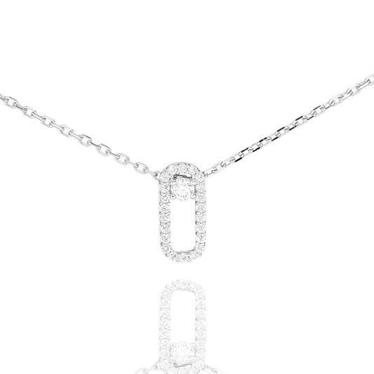 Colgante Elegante en Oro Blanco 18k con Diamantes