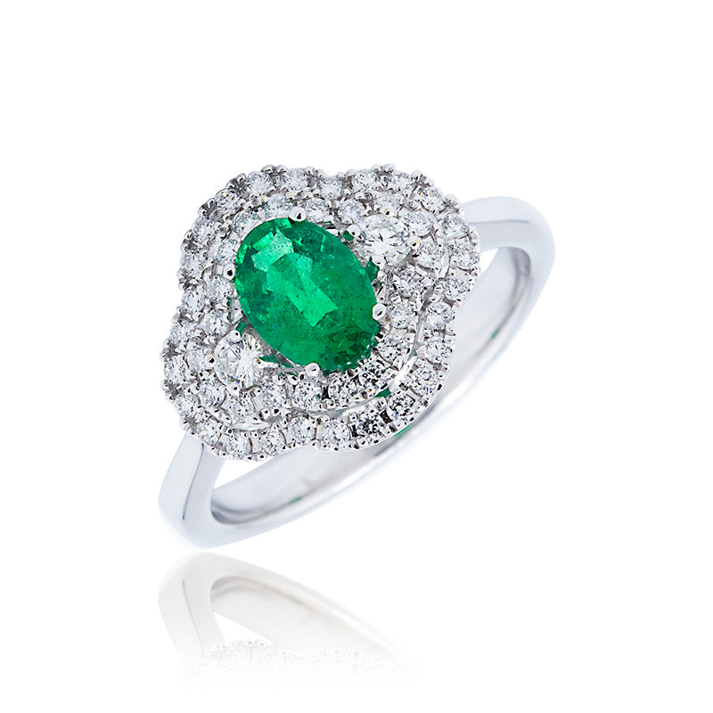 Colgante de rubíes y diamantes en oro blanco 18K