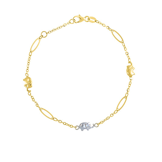 Fine bracelet with elephant motif in two-tone gold