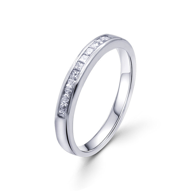 Fine Diamond Princess Wedding Band 18K White Gold