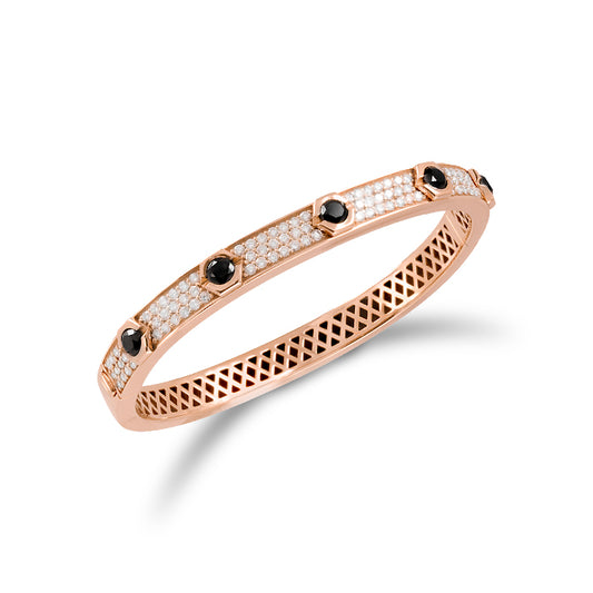 18k Rose Gold Bracelet - Black and White Diamonds