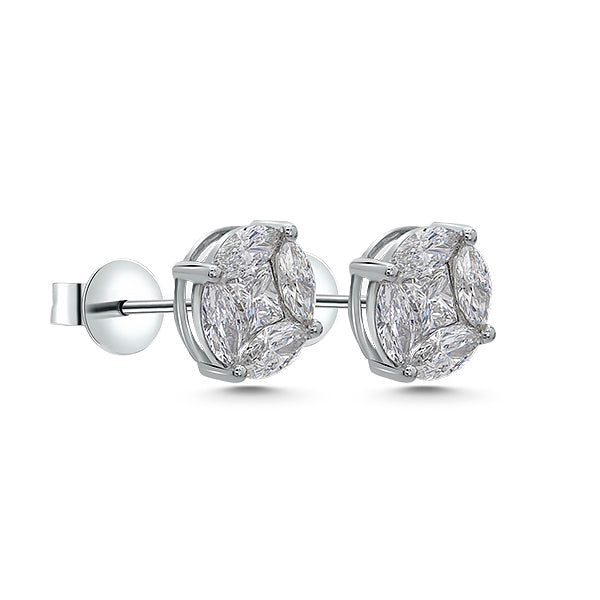 Pendientes Anora Grande con Diamantes Oro Blanco