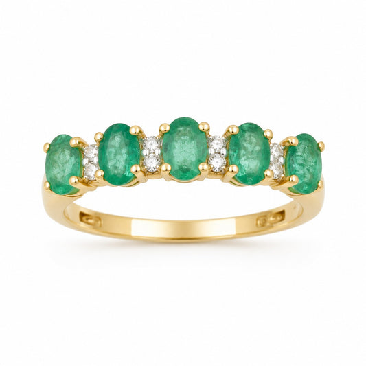 SORTIJA ORO AMARILLO 18KT CON ESMERALDA Y BRILLANTES