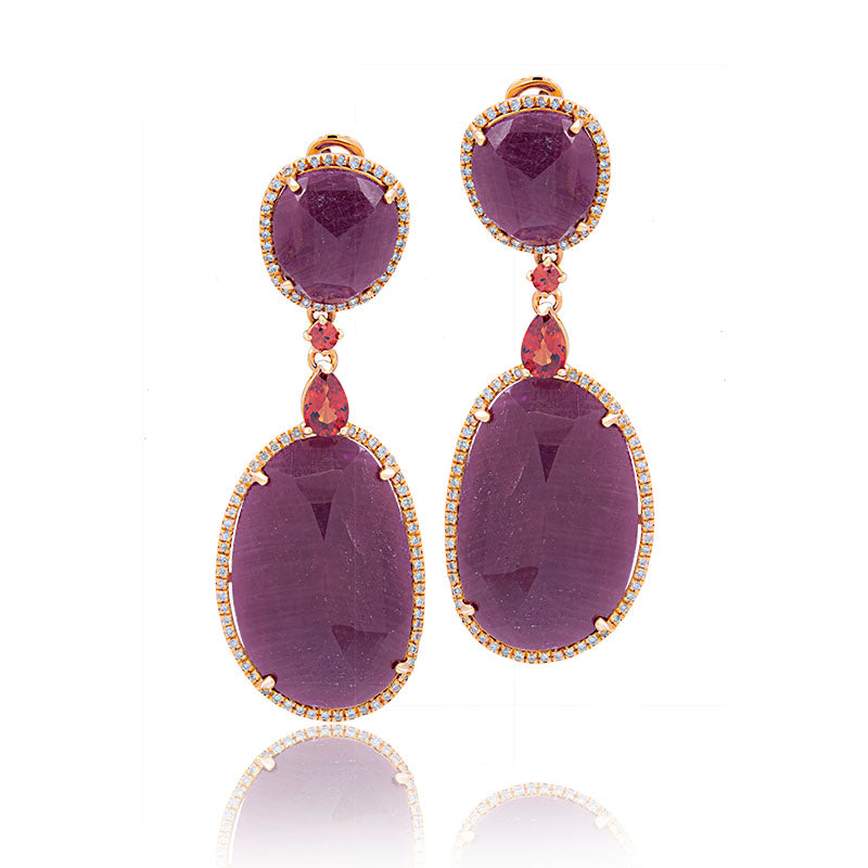 Long Earrings With Rubies And Diamonds