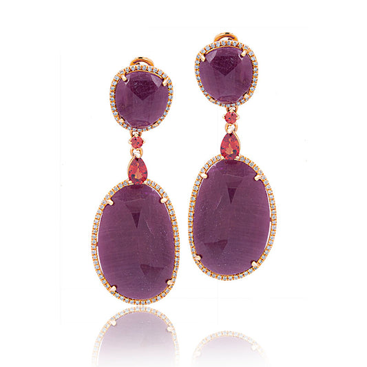 Long Earrings With Rubies And Diamonds