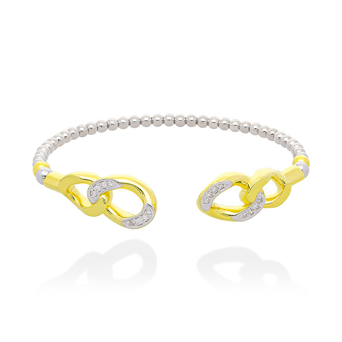 Pulsera Link  abierta  en plata dorada
