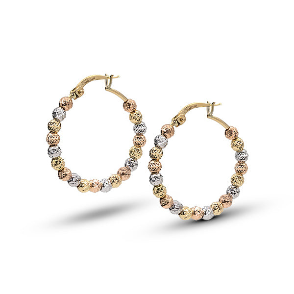 Diamond Ball Earring 2mm Tricolor Gold 18k