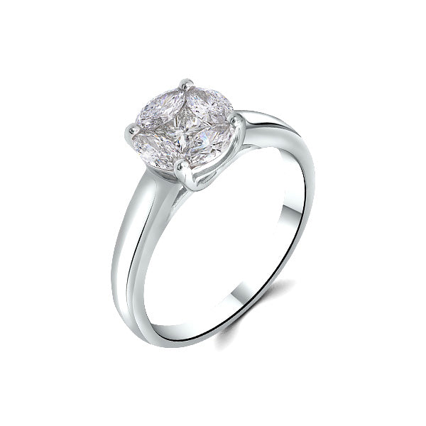 Medium Anora Solitaire with Diamonds in Platinum