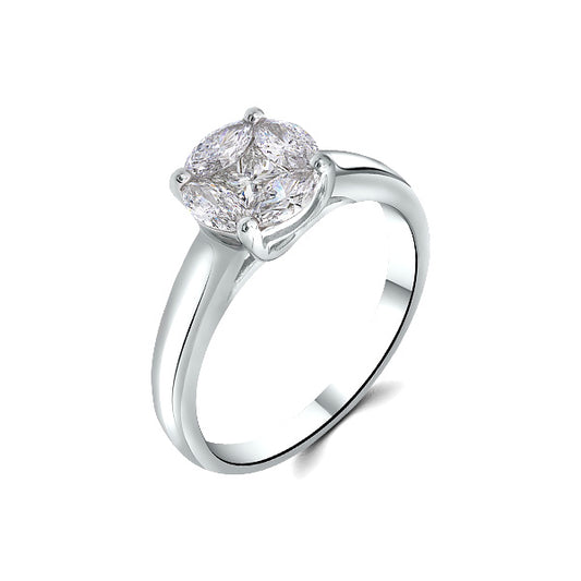 Solitario Anora Mediano con Diamantes en Platino