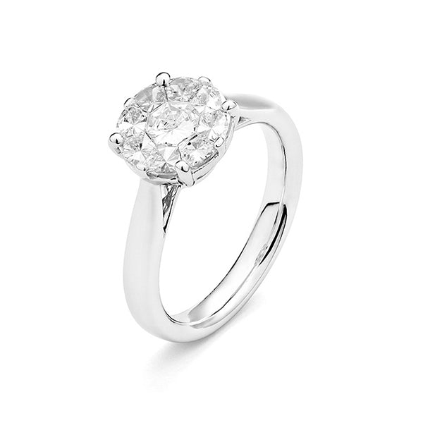18k White Gold Illusion Solitaire Diamond Ring