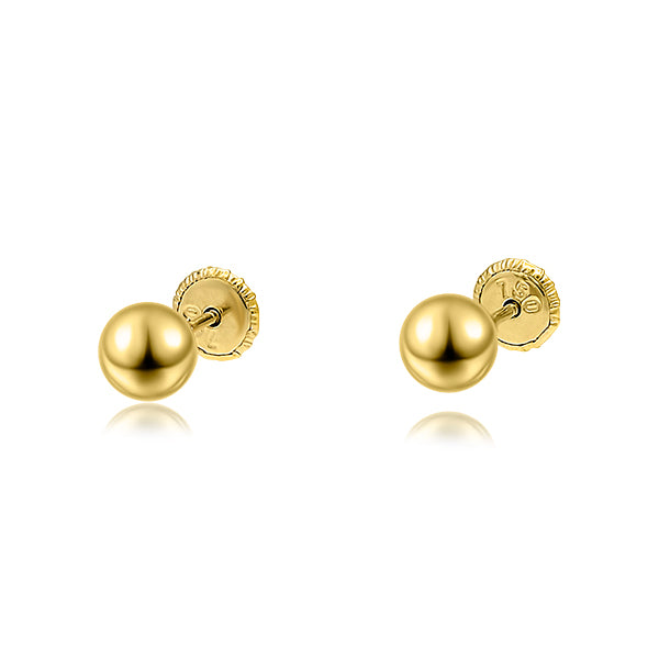 5mm 18k Yellow Gold Smooth Ball Earring