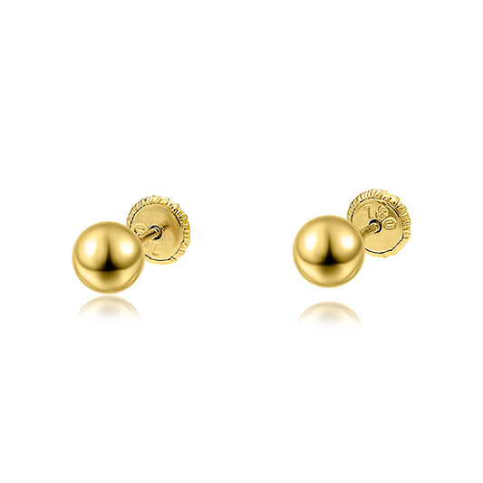 5mm 18k Yellow Gold Smooth Ball Earring