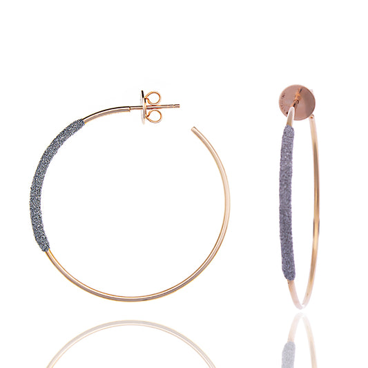 Rose Gold Hoop Earrings with Diamond Dust